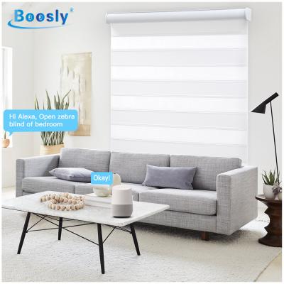 China Wholesale Custom Motorized Electric Windows Zebra Roller Blinds Double Layers Day And Night UV Protection Supplier for sale