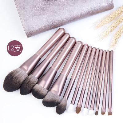 China Portable Fan Brush 12Pcs Makeup Brush Set Soft Powder Eyeshadow Foundation Blush Lipstick Cosmetic Blush Blending Beauty Make Up Tools for sale