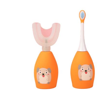 China ABS+PP 2 in 1 Kids Electric Toothbrush with Replacement Brush U 360 Degrees Smart Timer Main Sonic Cleaning Smart Cartoon Model for sale