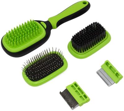 China 5-IN-1 Pet Hair Brush Double Side Dog Grooming Reading Brush Viable Detachable Hair Remover Brush For Pet Furniture Cleaning for sale