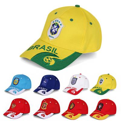 China breathable & Waterproof Spot 2022 Qatar World Cup Soccer Cheering Fans Embroidered 100% Cotton Souvenir Hat Sun Hat Souvenir Gift Wholesale for sale