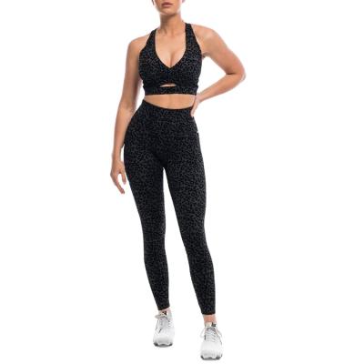 China New Breathable Hot Sale Active Wear Leopard Print Yoga Bra And High Legging Waist Yoga Pants Plus Size Yoga Set for sale