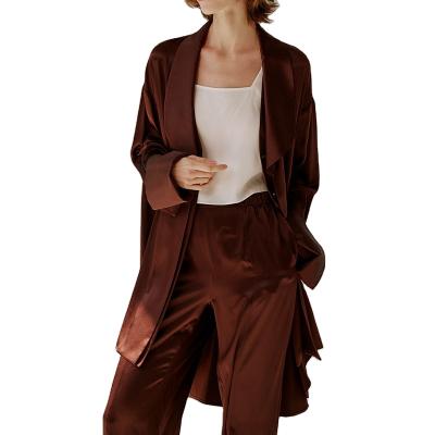 China New Breathable Lady Pajamas Casual Home Wear Two Piece Lounge Wear 2 Piece Women Long Sleeve Satin Pajamas Set for sale