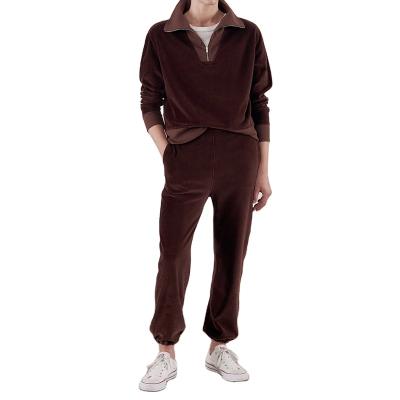 China Custom Wholesale Velvet Women Loungewear Winter QUICK DRY Outfits 2 Piece Lounge Wear Women Velvet Pajamas for sale