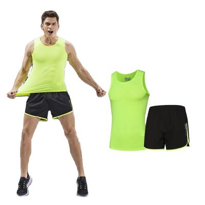 China Breathable Logo Polyester Sportswear Custom Fitness Training Wear Sets Men Sleeveless Tank 2 In 1 Sets Shorts Gym for sale