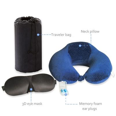 China Travel Memory Foam Neck Massager Magnetic Adjustable Orthopedic Plane Pillow U Shaped Eye Mask for sale