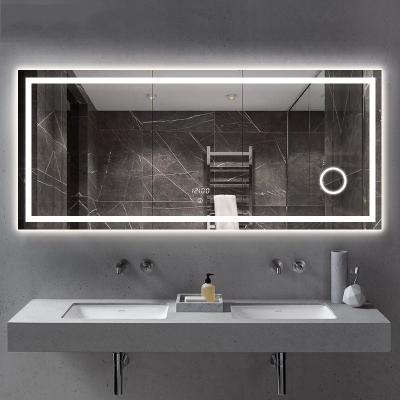 China Hebei factory price fashion touch clock hotel enlarging bathroom led light mirror for sale