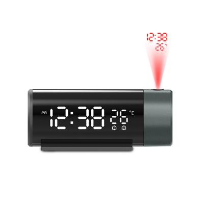 China LUMINOVA Digital Projection Alarm Clock with Temperature 180 Rotation USB Table Electronic Bedroom Bedside Synchronizes 3D Wall Nap Function for sale