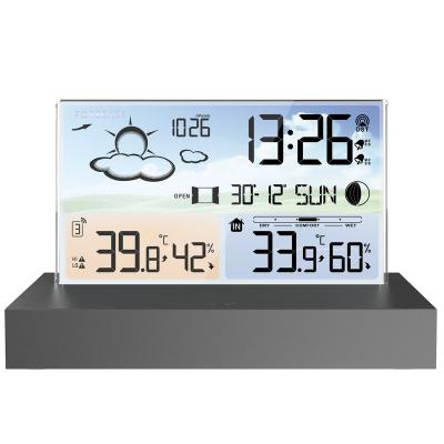 China 24 Hours Indoor Outdoor Table Desk Alarm Clock Electronic Digital Weather Station Wireless Sensor Thermometer Hygrometer Barometer Measuring Temperature for sale