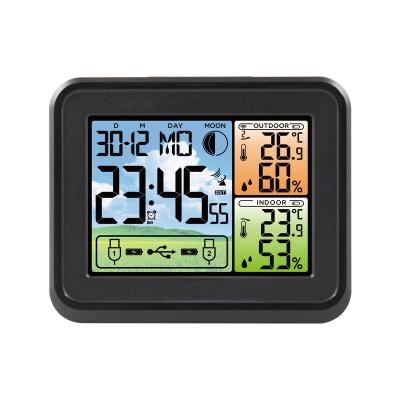 China 24 Hours Temperature Weather Station Alarm Digital Clock Digital Display DCF Electronic Desktop Calendar Wall Meter Wireless Thermometer Tool for sale