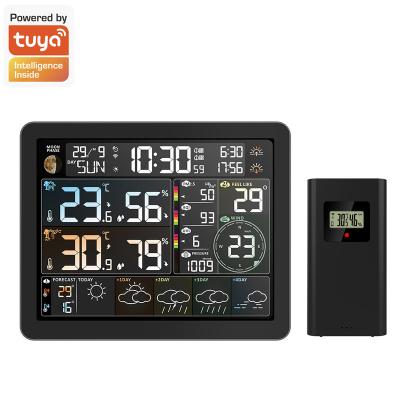 China 24 Hours WIFI TUYA Weather Station Digital Alarm Clock Thermometer Hygrometer Sensor Barometer Measuring Temperature with Wind Speed ​​Direction for sale