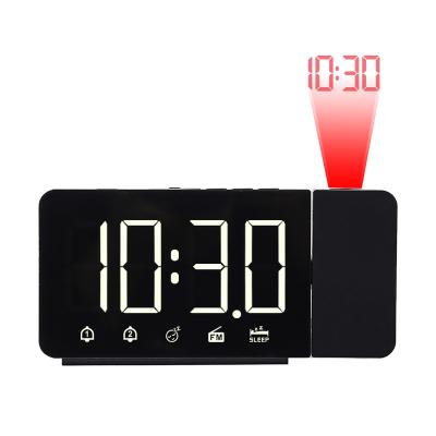 China FM Radio Large Digital Radio Alarm Clock LED Projector Wall Table Doze USB Night Light Clocks Watch Time Projection Home Decor for sale