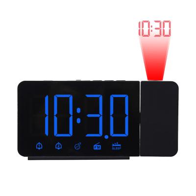 China FM Alarm Clock Projection Big Digital Radio LED Time Projector Wall Table Nap Function USB Digital Night Light Syncs Home Decor for sale