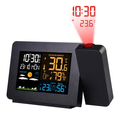 China Calendars Projection Weather Station Alarm Clock Digital LED Temperature Humidity Meter Forecast Nap Table Clock with Weather Projection for sale