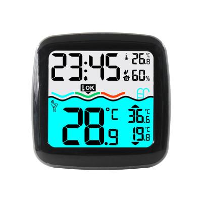 China Water Proof Swimming Pool Thermometer and Hygrometer Color Screen Alarm Clock Bath Swimming Pool Water Temperature Floating Wireless Monitoring for sale