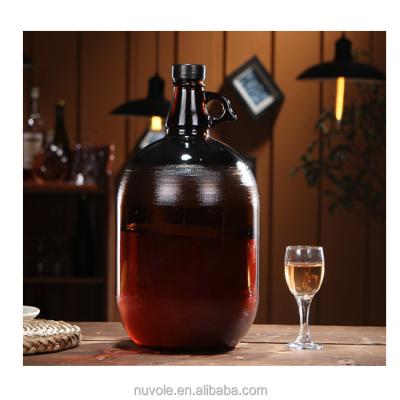 China 3liter 5liter Wine Beer Wine Shaker Amber Glass Bottle With Aluminum Cap for sale