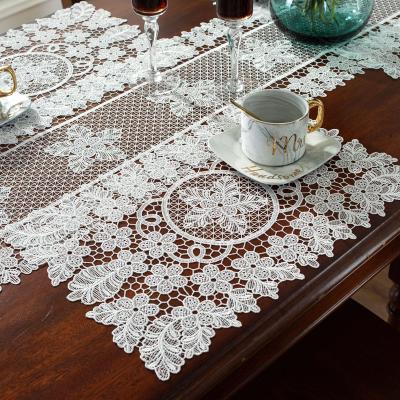 China European pure white water soluble stain resistant waterproof factory home wedding tablecloth flag table plum tablecloth for sale