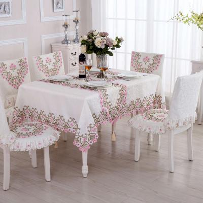 China Hot Selling Custom Modern European Style Wedding Computer Embroidery Tablecloth Embroidered Table Cloth Embroider for sale