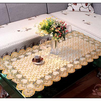 China Modern Hot Selling Custom European Style Wedding Computer Embroidery PVC Embroidered Tablecloth Embroidered Table Cloth Embroider for sale