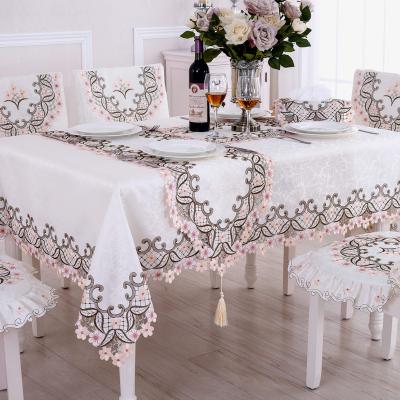 China Garden style waterproof European computer embroidered tablecloth water-soluble tablecloth manufacturers direct pink tablecloth for sale