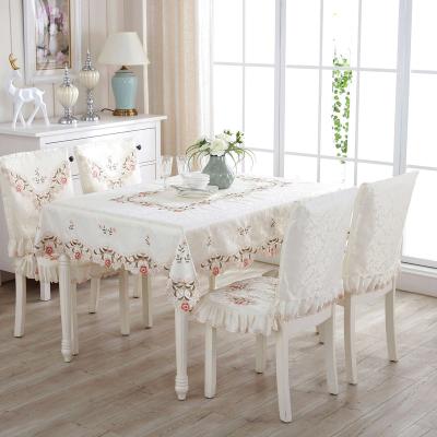 China Hot Selling 100% Polyester PVC Hotel Banquet Table Cloth High End Wedding Matching Computer Embroidered Water Soluble Waterproof for sale