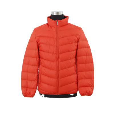 China China Factory Seller 90/10 Breathable White Feather Filled Ultrathin Orange Down Jacket Men With Small Clothes Storage Bag for sale