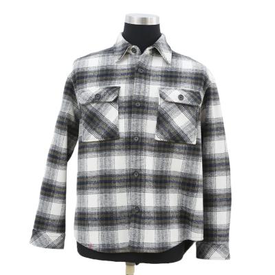 China Black And White Checked Composite Metallic Tartan Wool Feel Grid Windproof Pill Padded Jacket With Fin Pocket for sale