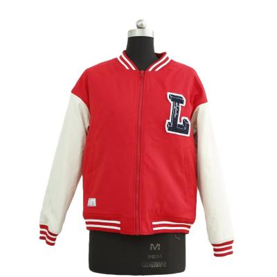 China High Quality Red And White 100% Polyester Padded Baseball Jacket Women Breathable Customized With Embroidery And Print for sale