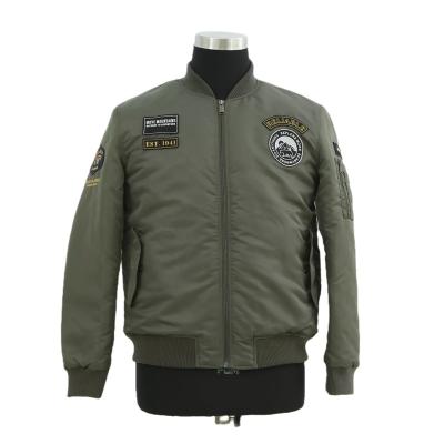 China 2022 Fashion Windproof Polyester Coated Olive Padded Bomber Jacket With Special Embroidery And Print for sale