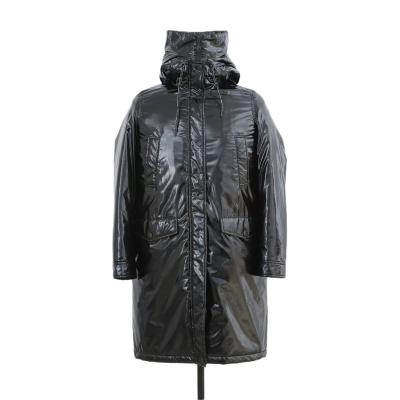 China Plain custom windproof version shiny black polyester coated padded men jacket winter with custom print and design for sale