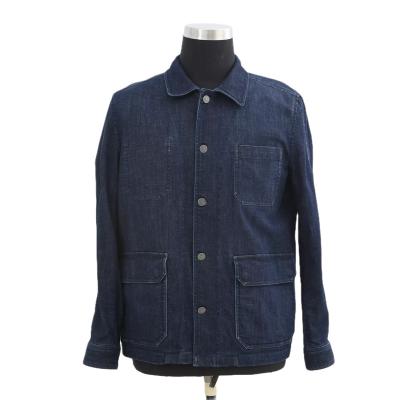 China Factory direct windproof enzyme washed navy color full cotton denim jacket men for daily casual wear in spring or fall for sale