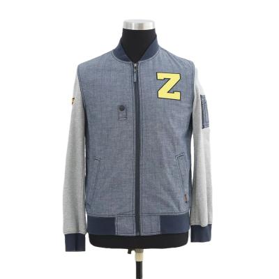 China Wholesale Custom Made Full Navy And Gray Varsity Jacket Men With Cotton Windproof Ribbed Collar And Ribbed Cuffs for sale