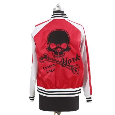 China Factory Wholesale Breathable Polyester Red Color Light College Jackets Full With Custom Logo And Zip for sale