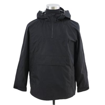 China Windproof Customized Design Black Hooded 100% Polyester Anorak Jacket For Daily Casual Wear In Spring And Fall for sale