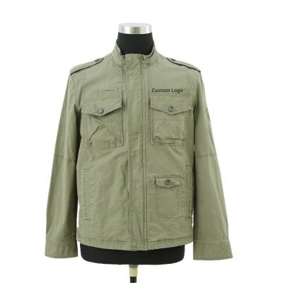 China Simple Version Windproof Cotton Paper Coated Fabric Olive Color Military Jacket For Daily Wear In Spring for sale