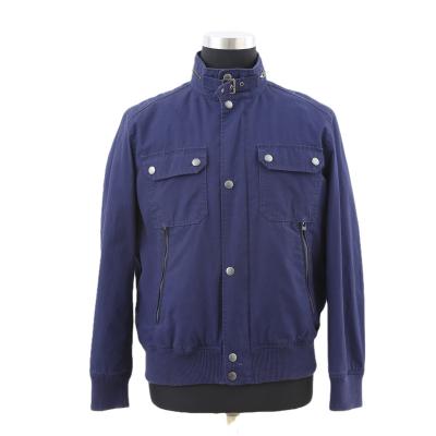 China Hot Selling Windproof Product Cotton Full Navy Outdoor Jackets With Standing Collar And Custom Buttons for sale