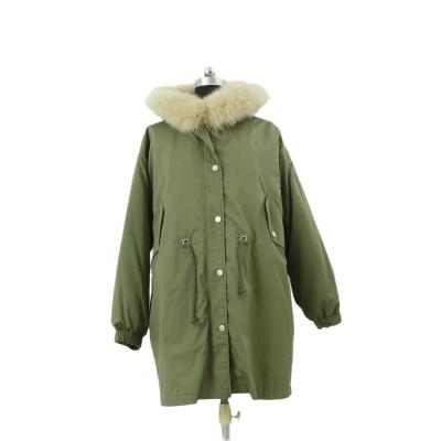 China Breathable High Quality Cheap Price Cotton Twill Padded Olive Green Overcoat For Women With Custom Design for sale