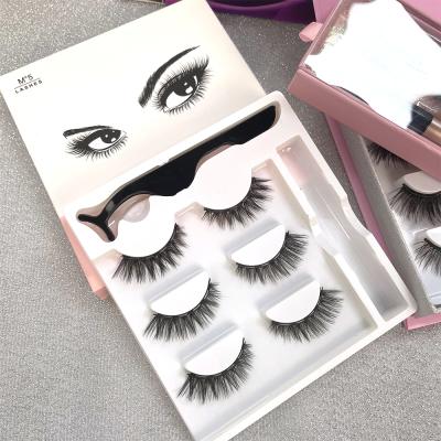 China Wholesale Lash Vendor Private Label False 3D Natural Silk Vendor Eyelash Magnetic Lashes Set With Eyeliner for sale