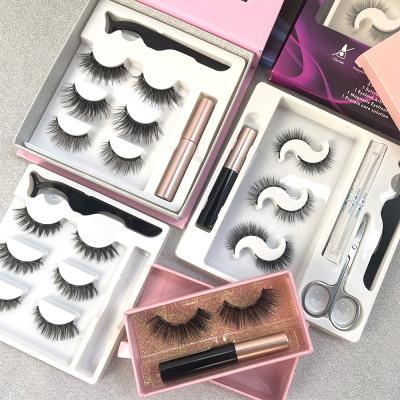 China New Trend Private Label Lash Box Custom 3D Magnetic Eyelashes False Eyelashes Natural Magnetic Silk Vendor With Eyeliner for sale