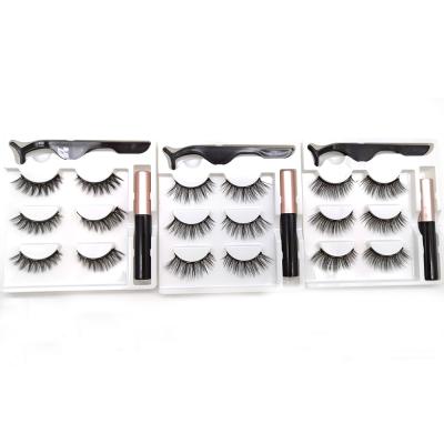 China Natural Wholesale Reusable False Lashes Kit 5 Eyelash Factory Magnetic Eyelashes And Eyeliner for sale