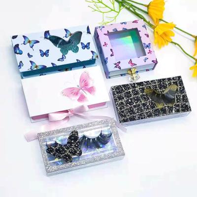 China Recyclable Holographic Packaging Box Eyelash Packaging Box 3D Mink Lashes Custom Eyelash Packaging Box for sale