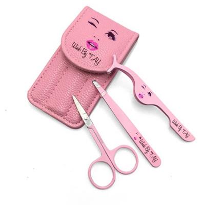 China Ladies Eye Makeup Eyelash Tweezers Set Custom Silver Stainless Steel 3Pcs Eyebrow Trimmer Tweezers with Scissors for sale