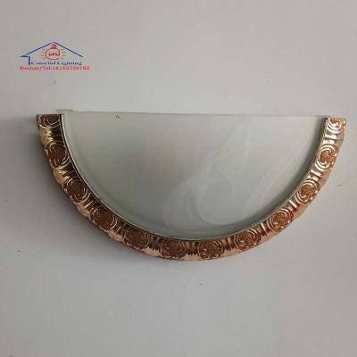 China Modern Cheap Price Half Moon Glass Wall Ceiling Lamp Fixture For Bedroom Decorative for sale