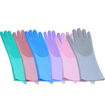 China Custom Wholesale 2022 New Silicone Floor Brush Cleaning Gloves Dishwashing Gloves for sale