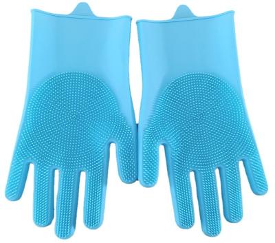 China Reusable Waterproof Household Dishwashing Silicone Cleaning Gloves for Kitchen for sale