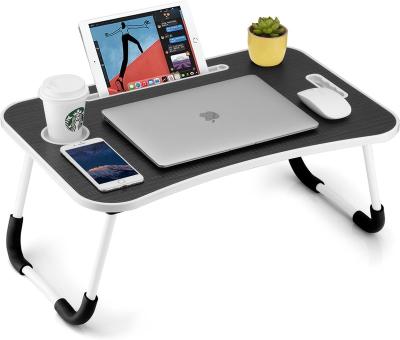 China Portable Foldable Laptop Table, Portable Lap Desk Bed Table Tray, Laptop Stand with Cup Holder & Tablet Slot & Lifting Handle for Working for sale