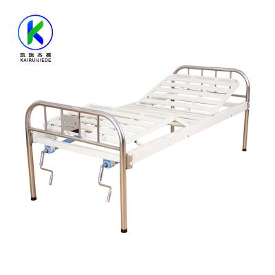 China Stainless Steel /Iron 2 Medical Adjustable Cranks Metal Health Care Medical Equipment Manual Hospital Bed for sale