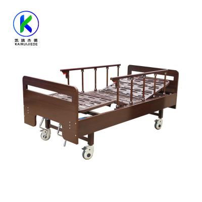 China 2-Function Two Head Panel Crank Wooden Nursing Home Medical Bed for sale