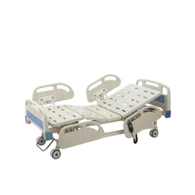 China Metal ICU Medical Equipment Hospital Bed Three Functions Electric Bed With Center Locking Wheels for sale