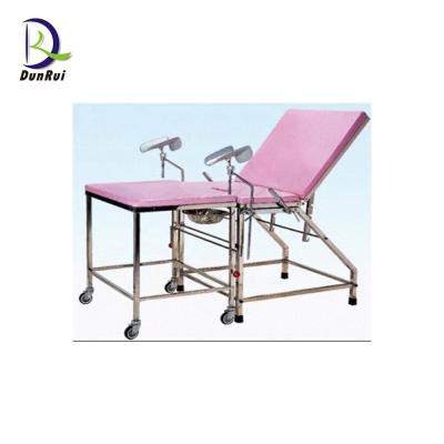 China Factory Price Gynecological Examination CE Approved Stainless Steel Delivery Bed Economical Manual Examination Bed For Hospital for sale